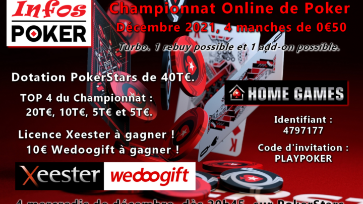 Infos Poker : Championnat Online de Décembre 2021.